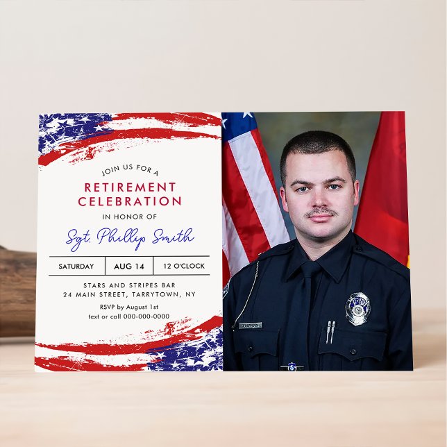 USA American Flag Military Police Retirement Party Invitation (Creator Uploaded)