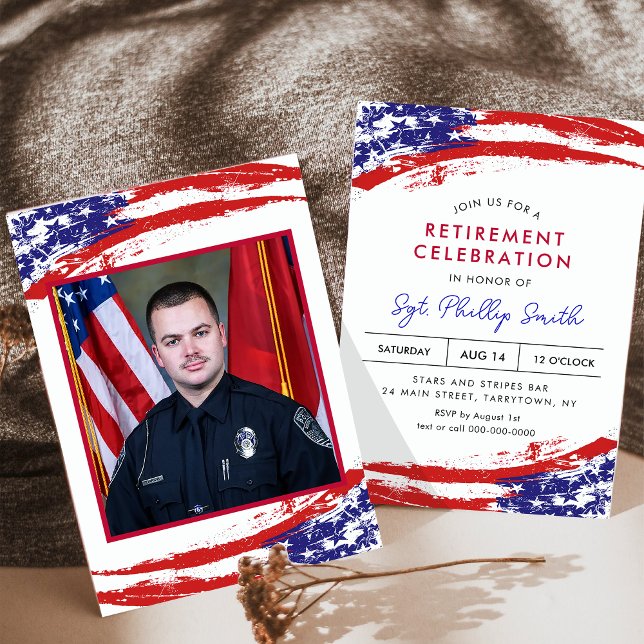 USA American Flag Military Police Retirement Party Invitation (Creator Uploaded)