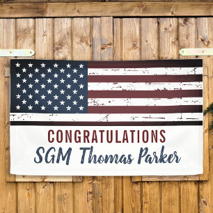 USA American Flag Military Retirement Party Banner