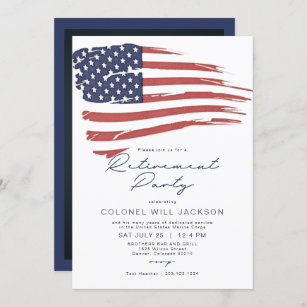 USA American Flag Military Retirement Party Invitation