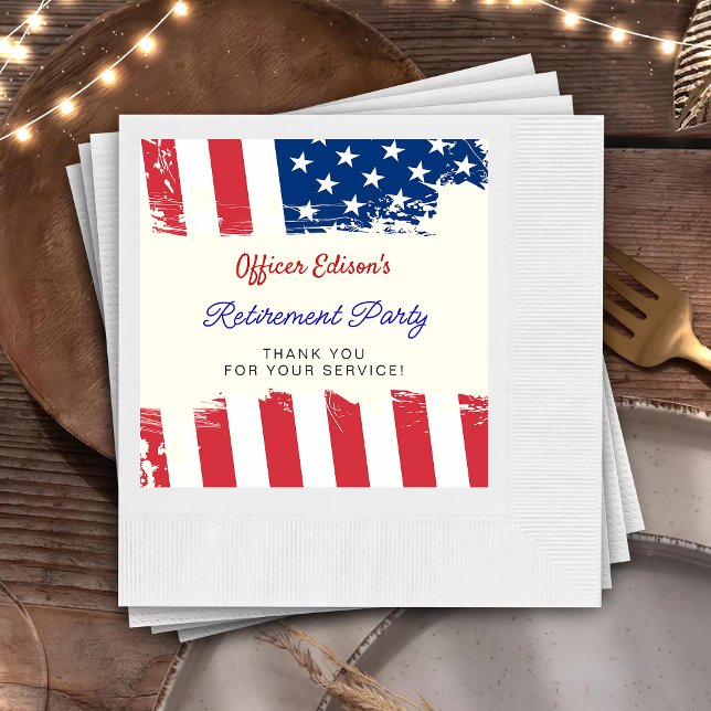 USA American Flag Military Retirement Party Napkin (Creator Uploaded)