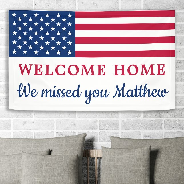 USA American Flag Military Welcome Home Party Banner (Creator Uploaded)