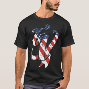 USA American Flag Nautical Blue Anchor Patriotic T-Shirt