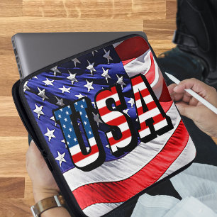 USA - American Flag Neoprene Laptop Sleeve
