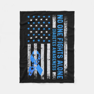 Usa American Flag No Fighting Alone Diabetes Aware Fleece Blanket