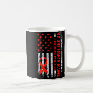 Usa American Flag No Fighting Alone Heart Disease Coffee Mug