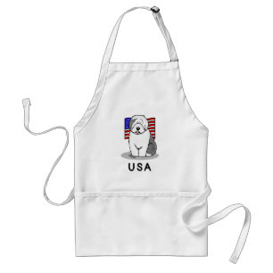 USA American Flag Old English Sheepdog (Grey 1) Standard Apron
