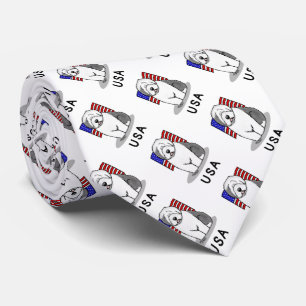 USA American Flag Old English Sheepdog (Grey 1) Tie