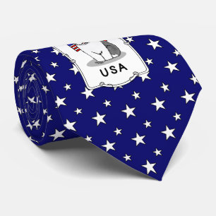 USA American Flag Old English Sheepdog (Grey 1) Tie