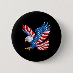 USA American Flag Patriotic 4th of July Bald Eagle 6 Cm Round Badge