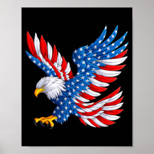 USA American Flag Patriotic 4th of July Bald Eagle Poster