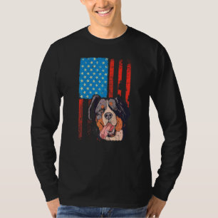 Usa American Flag Patriotic Dog Bernese Mountain T-Shirt