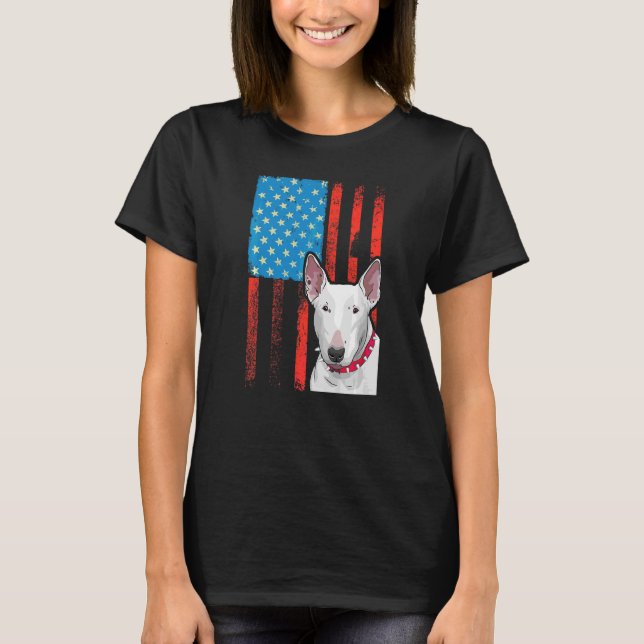 Usa American Flag  Patriotic Dog Bull Terrier T-Shirt (Front)