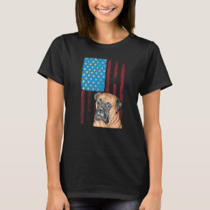 Usa American Flag  Patriotic Dog Bullmastiff T-Shirt