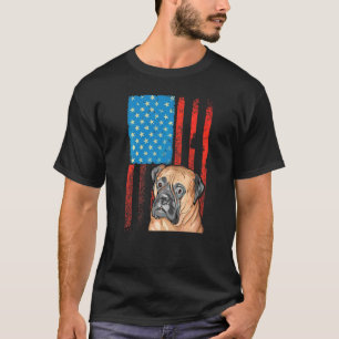 Usa American Flag Patriotic Dog Bullmastiff T-Shirt