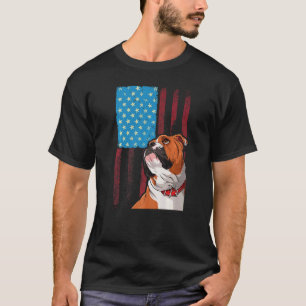 Usa American Flag Patriotic Dog English Bulldog T-Shirt