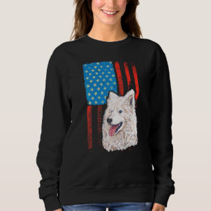 Usa American Flag  Patriotic Dog Samoyed Sweatshirt
