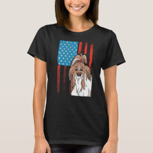 Usa American Flag Patriotic Dog Shih Tzu T-Shirt