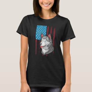 Usa American Flag Patriotic Dog Siberian Husky 1 T-Shirt