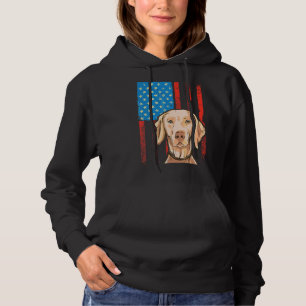 Usa American Flag Patriotic Dog Weimaraner Hoodie