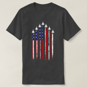 USA American Flag Patriotic Fighter Jets T-Shirt