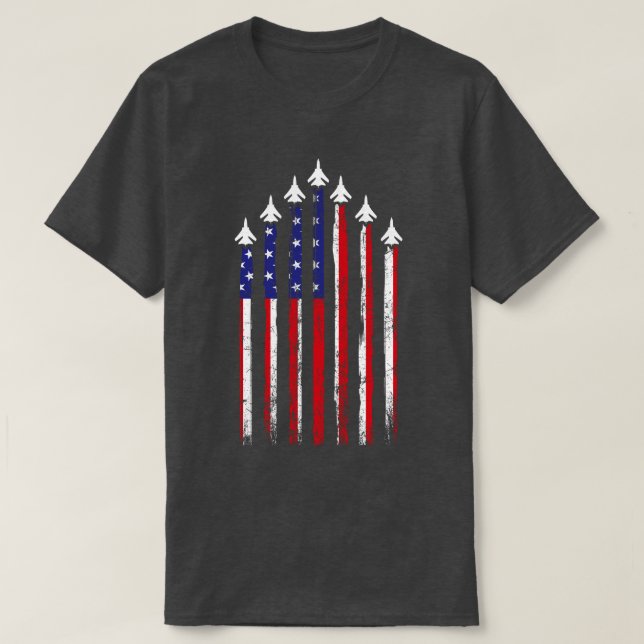USA American Flag Patriotic Fighter Jets T-Shirt (Design Front)