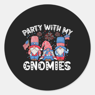 Usa American Flag Patriotic Gnomes Celebrating 4th Classic Round Sticker