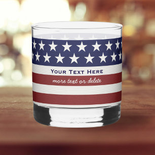 USA American Flag Patriotic July 4th Personalised Whiskey Glass