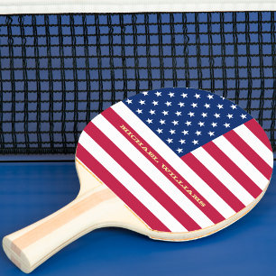 USA American Flag Patriotic Monogram Table Tennis Ping Pong Paddle