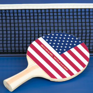 USA American Flag Patriotic Monogram Table Tennis Ping Pong Paddle