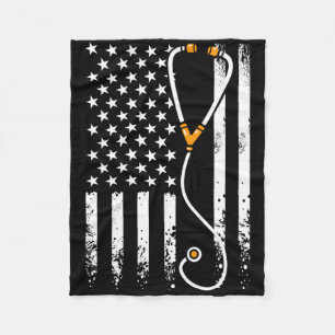 Usa American Flag Patriotic Nurse Day Week 4th Of Fleece Blanket