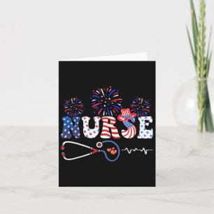 Usa American Flag Patriotic Nurse Stethoscope 4th Card