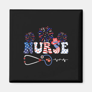 Usa American Flag Patriotic Nurse Stethoscope 4th Magnet