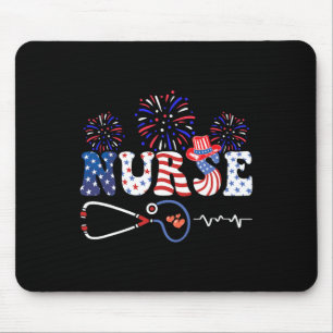 Usa American Flag Patriotic Nurse Stethoscope 4th Mouse Pad