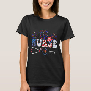 Usa American Flag Patriotic Nurse Stethoscope 4th T-Shirt