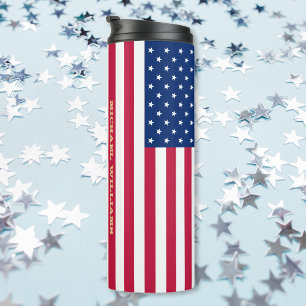 USA American Flag Patriotic Personalized Monogram Thermal Tumbler