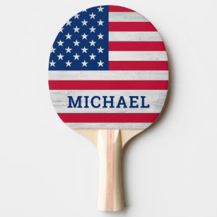USA American Flag Patriotic Red White Blue  Ping Pong Paddle