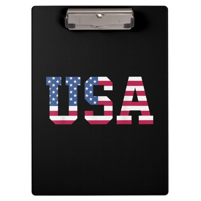 USA American Flag Patriotic Red White Blue Stars & Clipboard (Front)