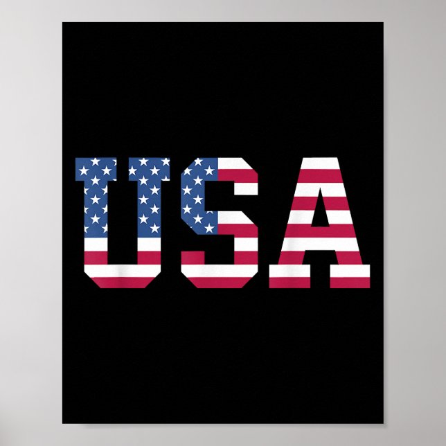 USA American Flag Patriotic Red White Blue Stars & Poster (Front)