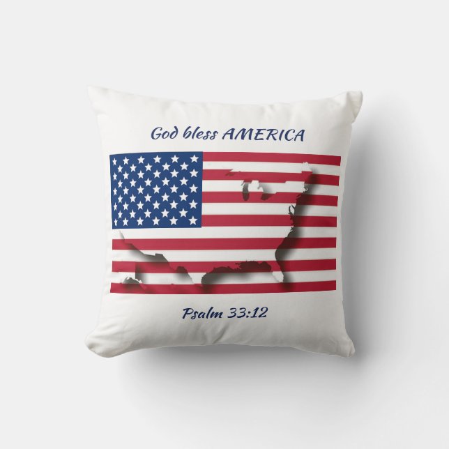 USA AMERICAN FLAG Patriotic Scripture Custom Cushion (Front)