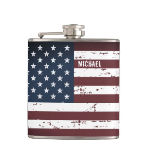 USA American Flag Patriotic Stars Stripes Hip Flask