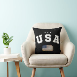 USA American Flag Patriotic Veterans 4th of July Cushion