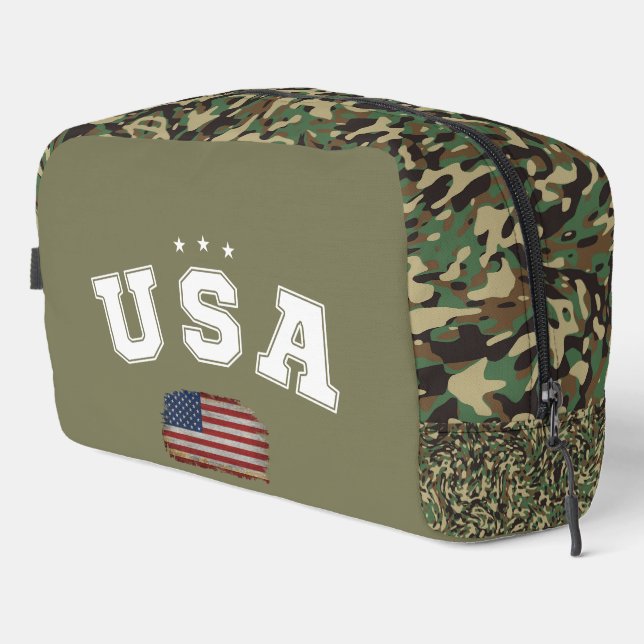 USA American Flag Patriotic Veterans 4th of July Dopp Kit (Right Corner)