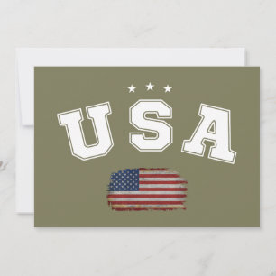 USA American Flag Patriotic Veterans 4th of July Invitation