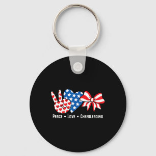Usa American Flag Peace Love Cheerleading Cheerlea Key Ring