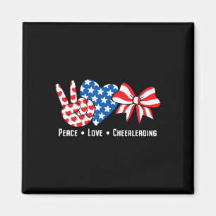 Usa American Flag Peace Love Cheerleading Cheerlea Magnet