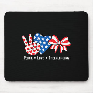 Usa American Flag Peace Love Cheerleading Cheerlea Mouse Pad