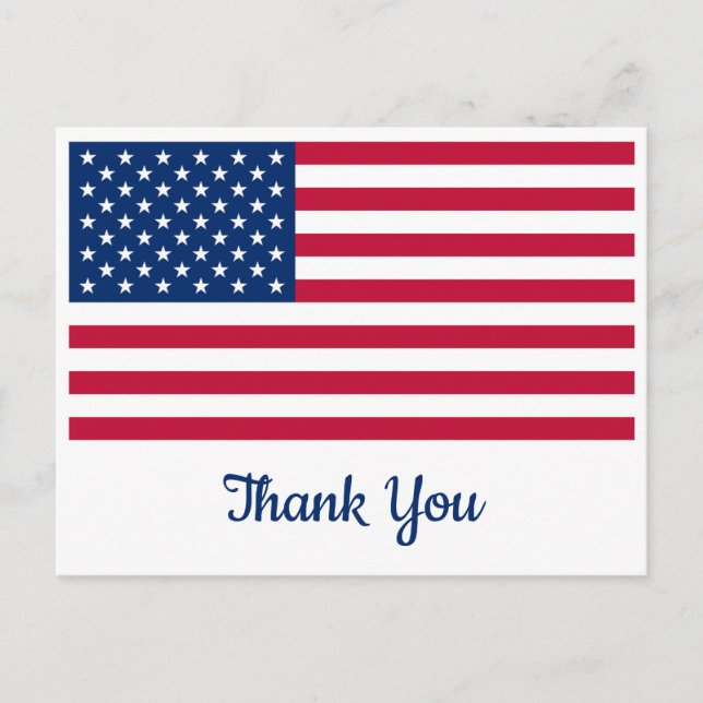 USA American Flag Personalised Military Thank You Postcard (Front)