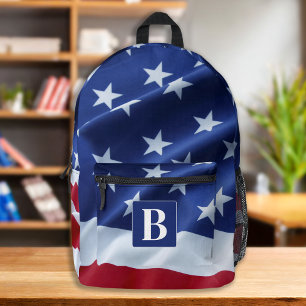 USA American Flag Personalised Monogram Patriotic Printed Backpack