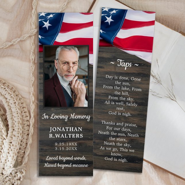 USA American Flag Photo Memorial Prayer Bookmark (Creator Uploaded)